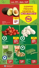 Folleto ALDI semana 37 Página 4: Champiñones €0,95, Tomates cherry €0,75