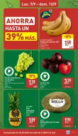 Folleto ALDI semana 37 Página 5: Ciruela roja €3,39, Uva de mesa blanca sin semillas €1,39