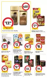 Coles catalogue week 36 Page 32: Nescafé Gold Instant Coffee-200g €13,80, Kellogg's Coco Pops 535g or Nutri Grain 470g €7,20