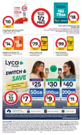 Coles catalogue week 36 Page 44: Coles Mobile $25 Prepaid SIM €10,00, Optus $50 AutoRecharge Only Prepaid SIM €18,00