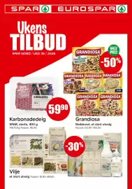 Eurospar kundeavis uke 36 Side 1: Grandiosa Stabburet €65,90, Spar karbonadedeig €59,90