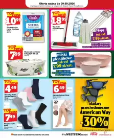 Topaz gazetka tydzień 36 Strona 57: Mop płaski + kij teleskopowy €18,99, Chusteczki nawilżane Sufyy Soft €7,99