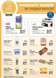Makro gazetka tydzień 36 Strona 1: Mleko polskie świeże Mlekovita 2% €3,66, Jogurt pitny Łaciaty protein+ Mlekpol €3,14