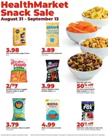 Hy-Vee weekly ad week 36 Page 35: Wild Fox nuts, bars or trail mix, Khloud protein popcorn €3,89
