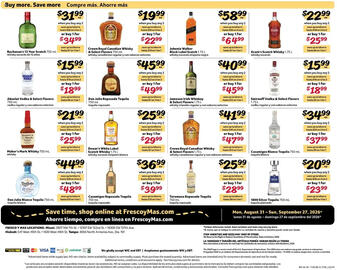 Fresco y Más weekly ad Page 4: Buchanan's 12 Year Scotch €31,99, Crown Royal Canadian Whisky €19,99