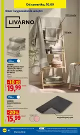 Lidl gazetka tydzień 37 Strona 46: Dywanik łazienkowy LIVARNO €15,99, Ręcznik kąpielowy frotté z bawełny €19,99