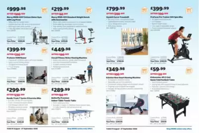 Costco leaflet Page 20: ProForm Pro Trainer 500 Spin Bike €399,99, Echelon Row Smart Rowing Machine €349,98