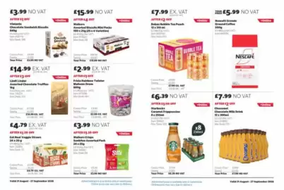 Costco leaflet Page 9: Nescafe grande ground coffee €5,99, Bobaz bubble tea peach €7,99