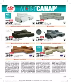 Catalogue BUT page 15: Palladio Canapé d'angle droit relax €1.999,00, Augustin Canapé méridienne droit €1.649,00