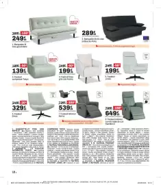 Catalogue BUT page 18: Archie Fauteuil tissu gris clair €199,99, Fauteuil Jonas €199,99