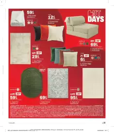 Catalogue BUT page 19: Tapis Rabbit €29,99, Coussin Pilar €12,99