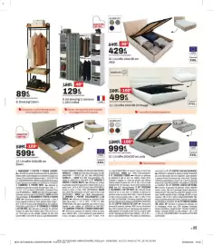 Catalogue BUT page 25: Lit coffre Nuage €499,99, Balt Kit dressing 2 colonnes €129,99