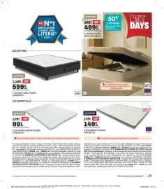 Catalogue BUT page 33: Dreamée Édition Sommier coffre Céleste €599,99, Dreamée Surmatelas hybride Volupte €99,99