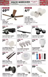 Princess Auto flyer Page 12: A19 LED Light Bulb €1,99, LED Recessed Light €2,99