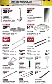 Princess Auto flyer Page 4: Powerfist carpet seam roller €9,99, Grease & Gear 3 pc Pry Bar Set €7,99