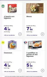 Catalogue Picard page 15: Mezze €7,99, Table Gourmande 2 pastillas au poulet et aux légumes €5,90