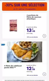 Catalogue Picard page 8: Picoare filets de saumon atlantique €13,49, 4 filets de cabillaud panés MSC** €12,59