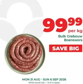 Food Lover's Market catalogue week 36 Page 6: Bulk Grabouw Boerewors €99,99