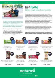 Folleto NaturaSí Página 8: Lifebar barrita superproteica de calabaza y limón €2,69, Lifebar superproteica de almendras €2,69