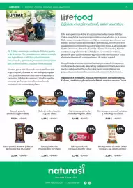 Folleto NaturaSí Página 8: Lifebar barrita superproteica de calabaza y limón €2,69, Lifebar superproteica de almendras €2,69