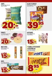 Nelins reklamblad vecka 36 Sida 14: Gårdschips €20,00, Vitakraft beef stick €15,00