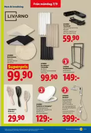 Lidl reklamblad vecka 37 Sida 21: Livarno Duschset €399,00, Livarno toalettsits av termoplast €129,00