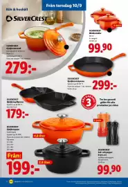 Lidl reklamblad vecka 37 Sida 23: Silvercrest gjutjärnsstekpanna €299,00, Silvercrest gjutjärnsgryta €199,00