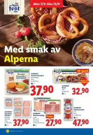 Lidl reklamblad vecka 37 Sida 8: Alpenfest skivat korvpålegg €27,90, Alpenfest Bergwurstsalami €47,90