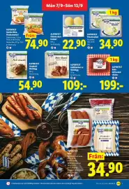 Lidl reklamblad vecka 37 Sida 9: Alpenfest rökt lufttorkad skinka €199,00, Alpenfest mini haxen €109,00