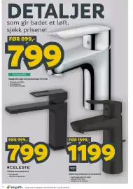Megaflis kundeavis Side 12: Grohe Start Clova M servantbatteri €1.199,00, Hansgrohe Logis E servantarmatur 70 krom €799,00