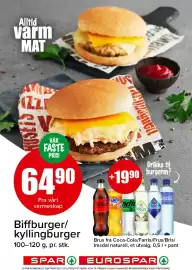 Spar kundeavis uke 36 Side 6: Brus fra Coca-Cola/Farris/Frus/Bris/Imsdal €19,90, Biffburger/kyllingburger €64,90