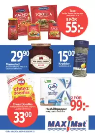 MaxiMat Töcksfors kundeavis uke 36 Side 2: Lotus Torky €99,00, Santa Maria Taco Tortilla, Tacosås, Nacho chips €55,00