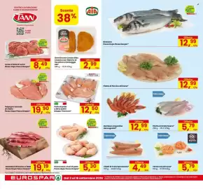 Volantino Eurospar Pagina 4: Filetto di Orata Fresco €5,79, Polpa per tonnato di vitello €19,90