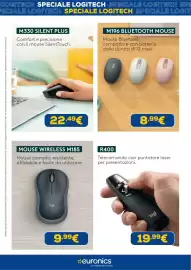 Volantino Euronics Pagina 5: Mouse wireless Logitech M185 €9,99, M330 Silent Plus €22,49