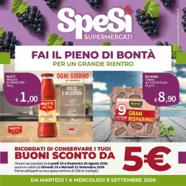 Volantino SpeSì Pagina 1: Mutti passata di pomodoro €1,00, Tonno all'olio di oliva Rio Mare €8,90