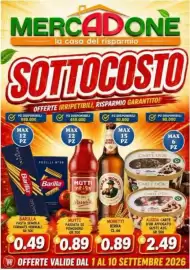 Volantino MercADone Pagina 1: Moretti Birra €0,89, Mutti passata di pomodoro €0,89