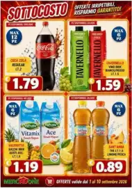 Volantino MercADone Pagina 6: Tavernello vino brik €1,59, Coca Cola Regular €1,79