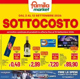 Volantino Famila Market Pagina 1: Barilla Pasta di Semola Spaghetti N.5 €0,49, INNO-HIT SMART TV €89,90