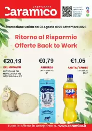 Volantino Caramico Pagina 1: Arborea latte UHT parzialmente scremato €0,79, Fanta classica €1,05