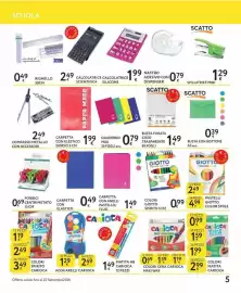 Volantino Le Mille Pagina 5: Colori cera Carioca maxi wax €0,69, Busta forata trasparente €1,49