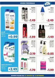 Volantino Le Bolle di Giù Giù Pagina 5: Amalfi Sapone Liquido €0,85, Borotalco Bagnoschiuma €1,79