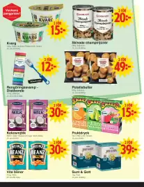 Matöppet reklamblad vecka 36 Sida 2: Eldorado potatisbullar €49,00, Garant kvarg €15,00