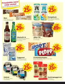 Matöppet reklamblad vecka 36 Sida 3: Cloetta chokladstycksaker €29,00, Reign Storm Energidryck €25,00