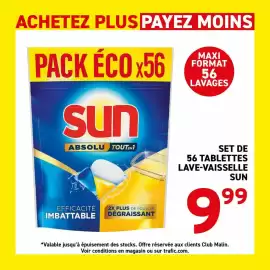 Catalogue Trafic semaine 36 page 5: Sun - set de 56 tablettes lave-vaisselle €9,99