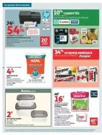 Catalogue Auchan Supermarché page 34: AXAL Pastilles de sel €4,99, HP IMPRIMANTE JET D'ENCRE DJ 4330 €54,90