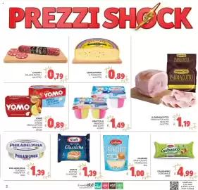 Volantino Eté Pagina 2: Parmacotto prosciutto cotto alta qualità €1,19, Yomo yogurt intero senza lattosio €0,89