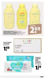 Catalogue Wibra page 15: Zwitsal gel lavant €2,69, B.BABY Sacs à langes parfumés €1,49