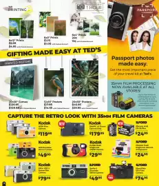 Teds Cameras catalogue Page 16: Ilford Ilfocolor Rapid €24,95, Kodak SNAPIC A1 35mm Camera Grey €179,95