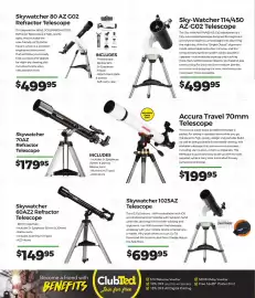 Teds Cameras catalogue Page 20: Skywatcher 1025AZ Telescope €699,95, Accura Travel 70mm Telescope €199,95