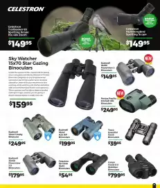 Teds Cameras catalogue Page 21: Sky Watcher 15x70 Star Gazing Binoculars €159,95, Bushnell 10x42 H20 WP Binoculars €199,95